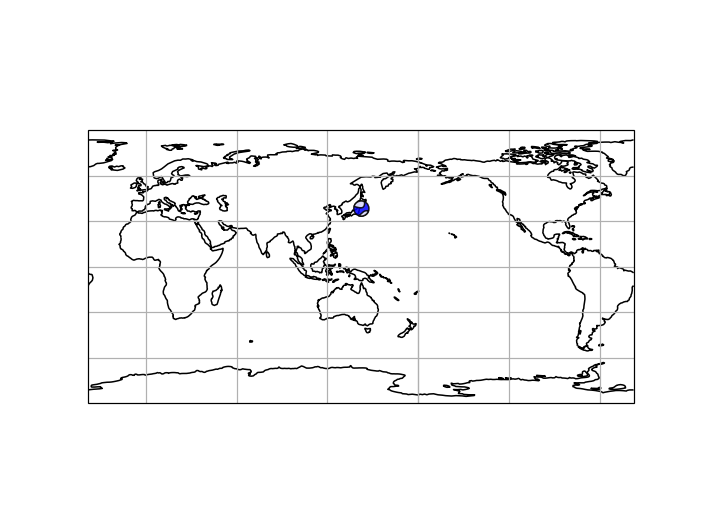 Second cartopy Plot with Beachballs